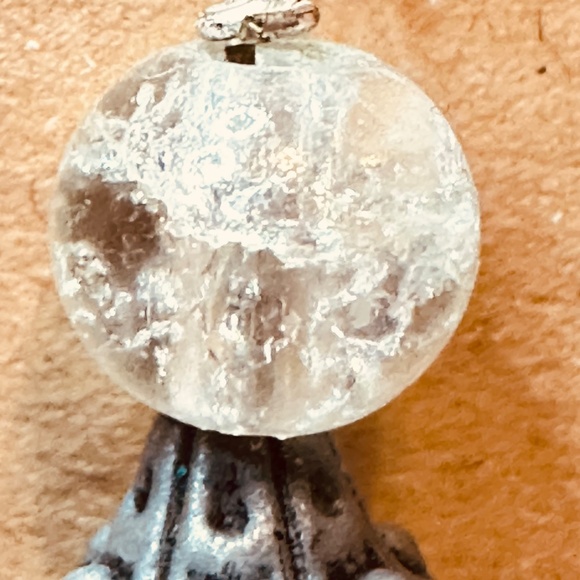 Clear Quartz with Crackle and Metal Dangle Hook Earrings - Picture 10 of 13